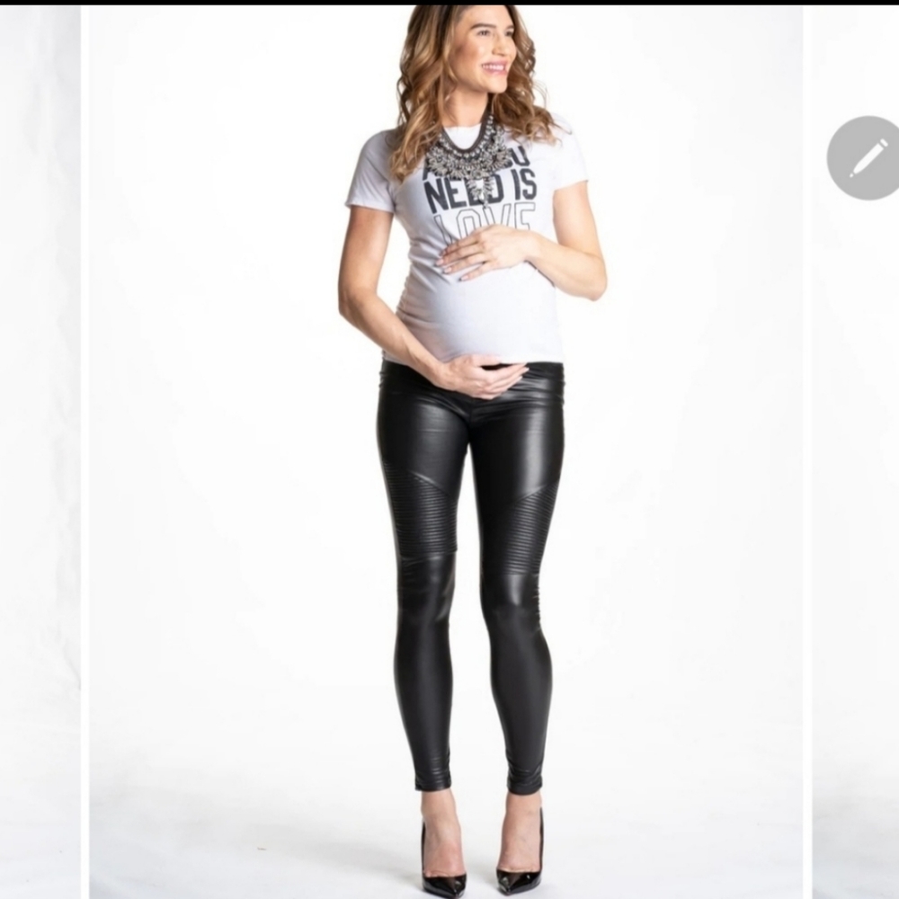 Preggo leggings motto faux leather leggings size M